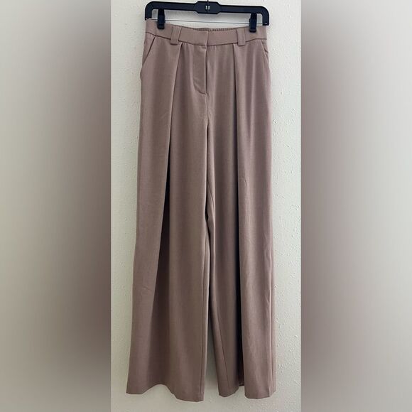 NWT OGL Tencel-Linen Pants Wrinkle-Free Tucked Wide Leg Trouser - Deep Oatmeal - Picture 2 of 10